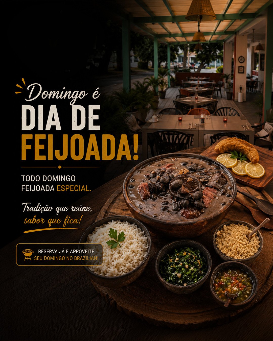 Almoço tradicional servido à mesa